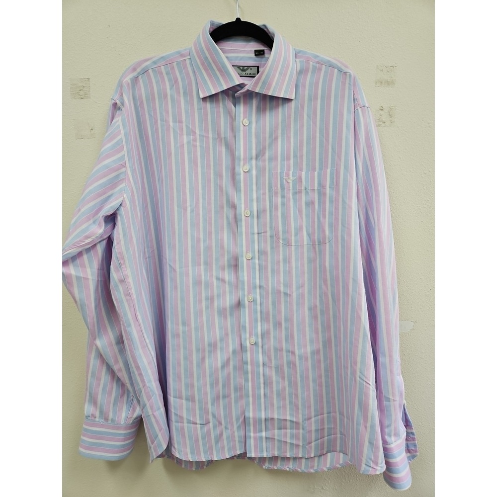 GIORGIO ARMANI Men's Striped Long Sleeve  size 45 18 1/2